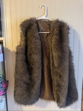 Faux Fur Vest in Smoky Brown
